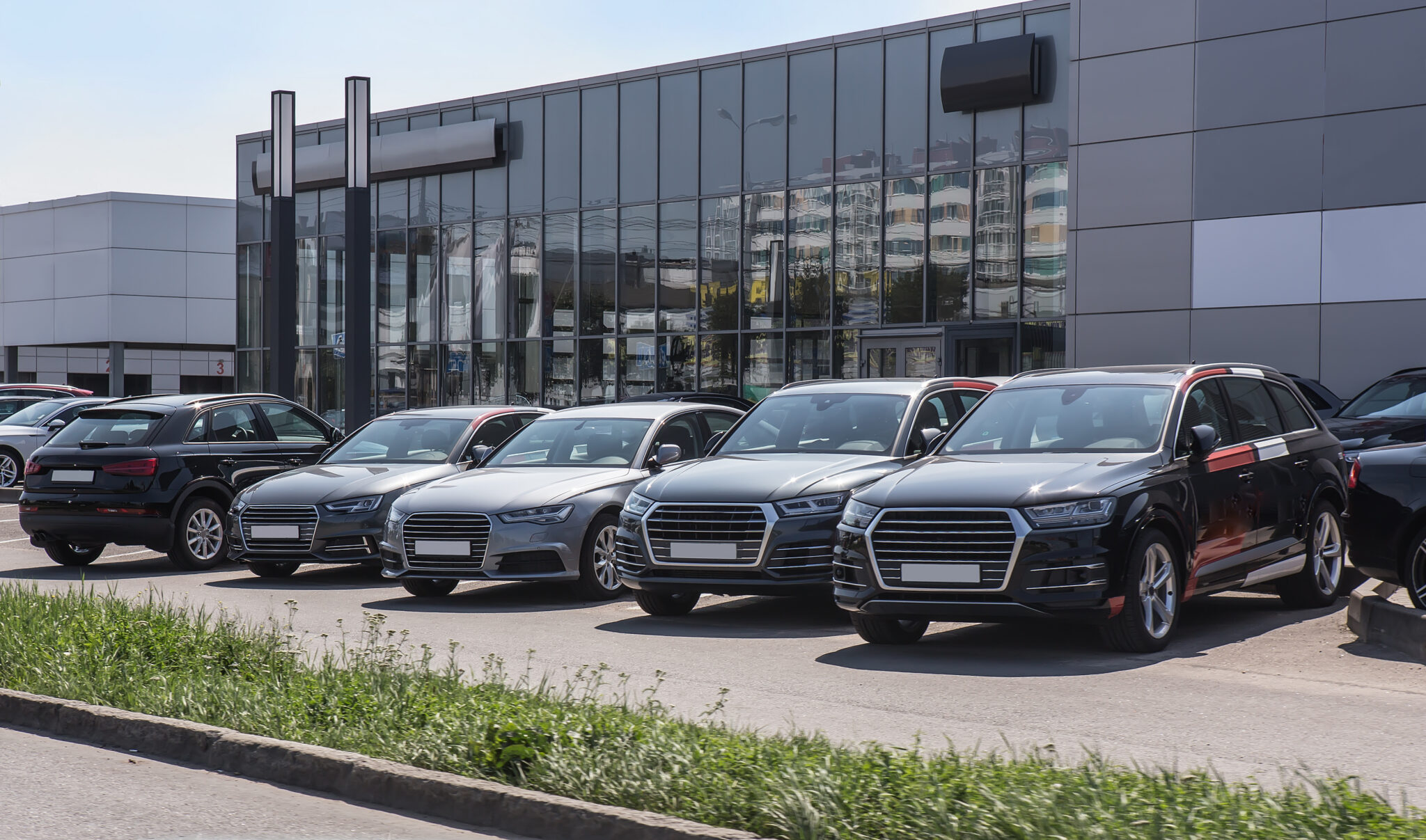 Cars For Sale Stock Lot Row. Car Dealer Inventory